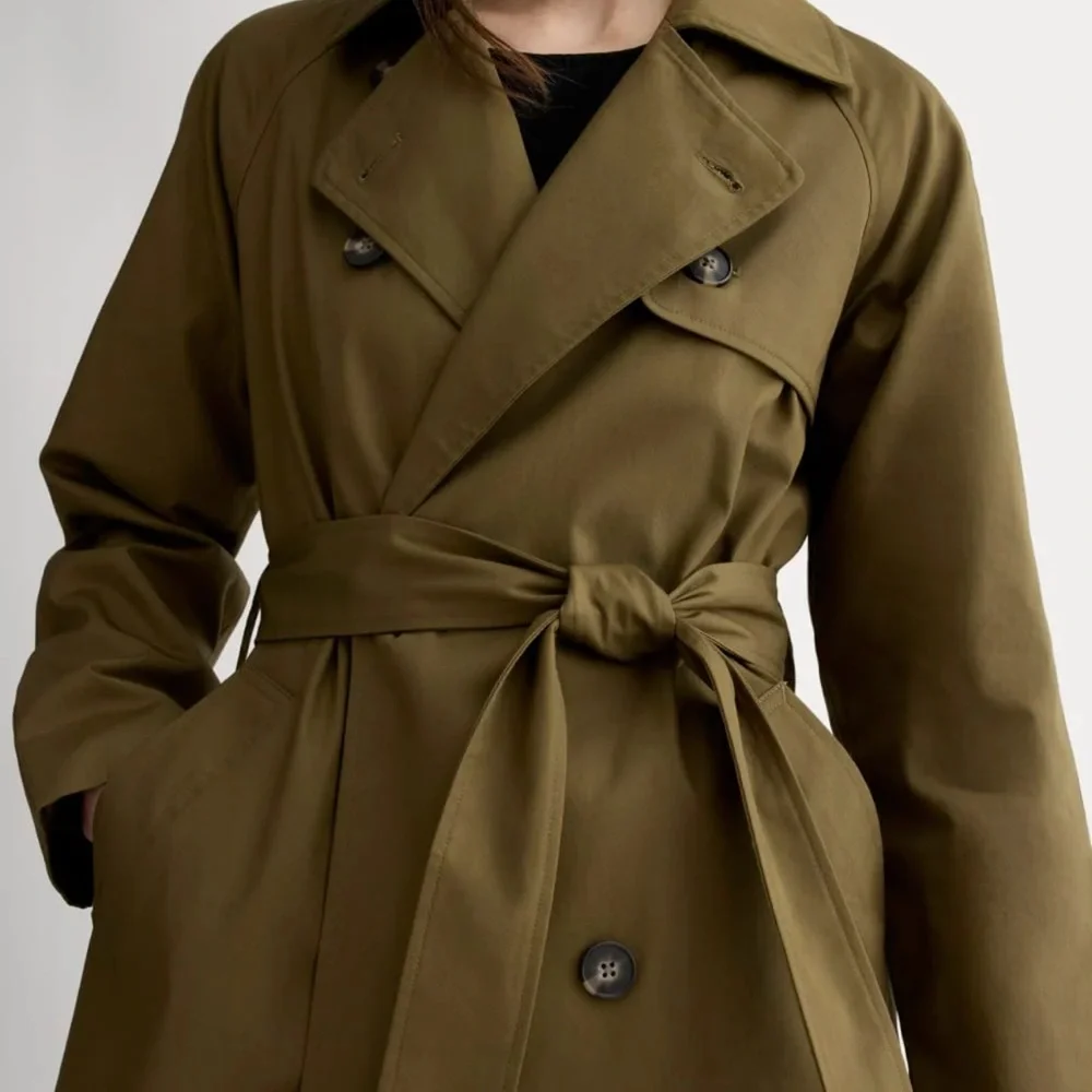 Everlane Khaki Double-Breasted Trench Coat - Picture 3 of 6